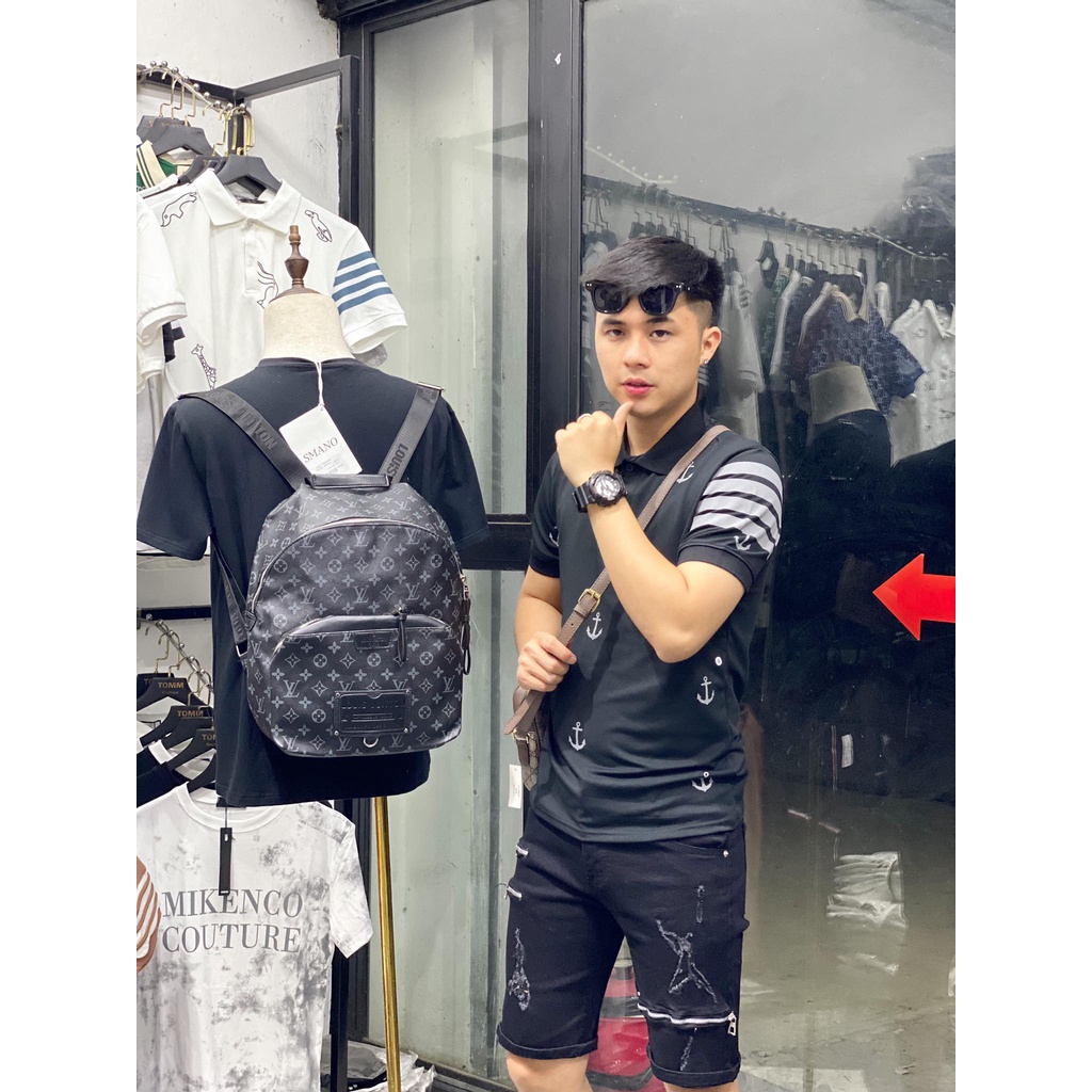Áo polo nam Thom Browne mỏ neo chất cotton mát