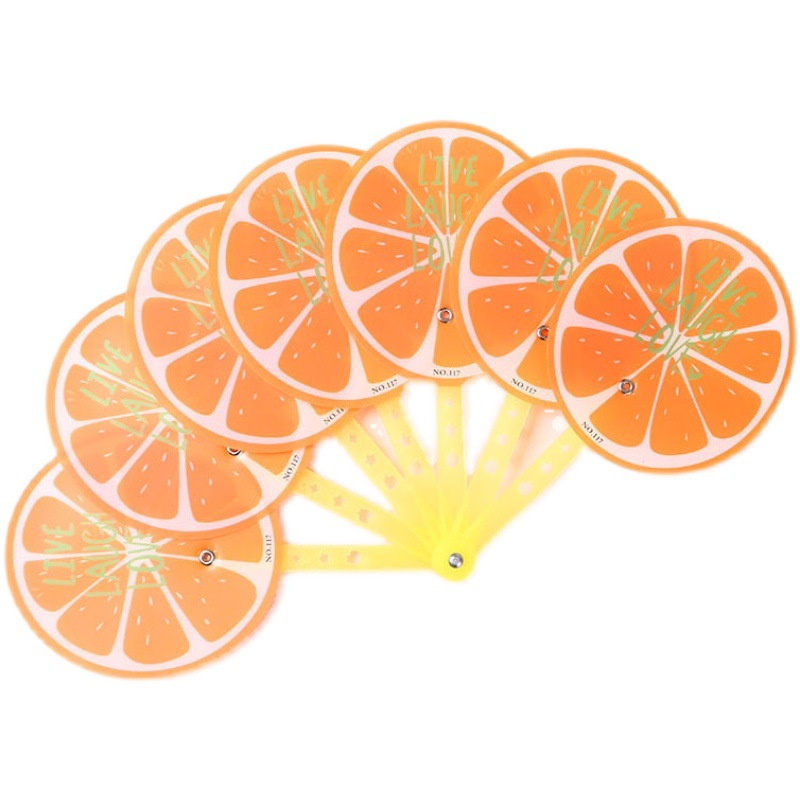 PVN42612 Quạt nhựa cầm tay mini hình tròn loại đẹp nhiều họa tiết trái cây du lịch đi học đi chơi Giá Rẻ