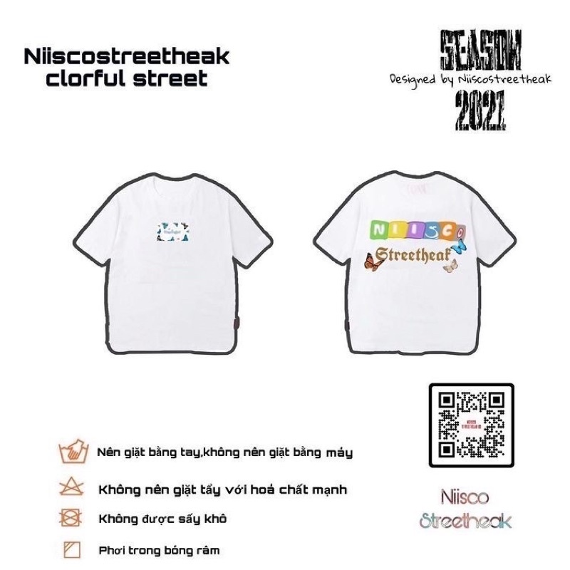 Áo Thun Tay Lỡ Streetwear Tee Basic Bướm Trắng
