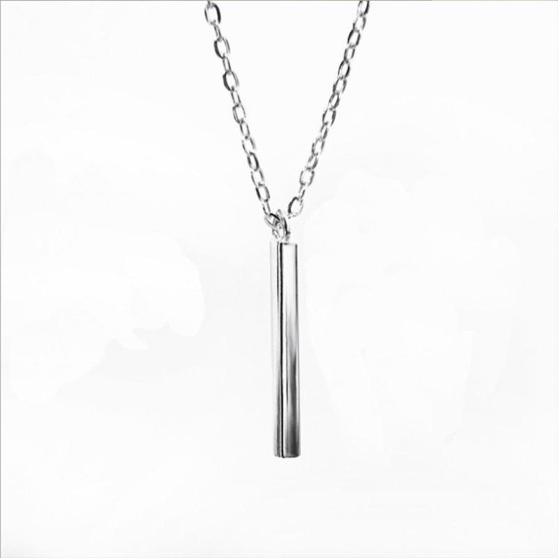 Vòng cổ Thép Không Gỉ Mặt Hình Chữ Nhật Đơn Giản Cho Nam Nữ