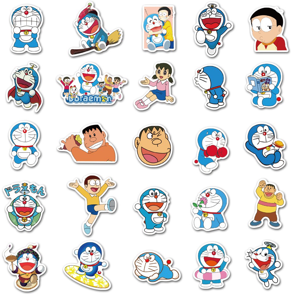 Y&P| Hình Dán Chống Nước Doraemon Nhật Bản Anime Mũ Bảo Hiểm Máy Tính Xách Tay Hành Lý Dán Thiết Lập, 50 tờ