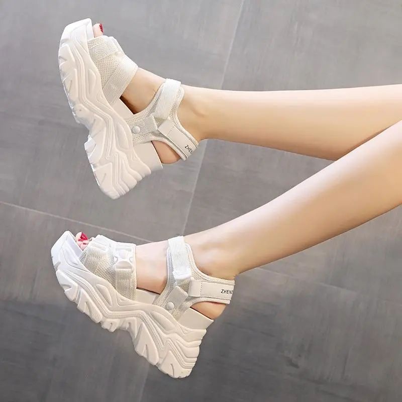 Giày Sandal Đế Xuồng Dày Phong Cách La Mã Thời Trang Mùa Xuân Mới