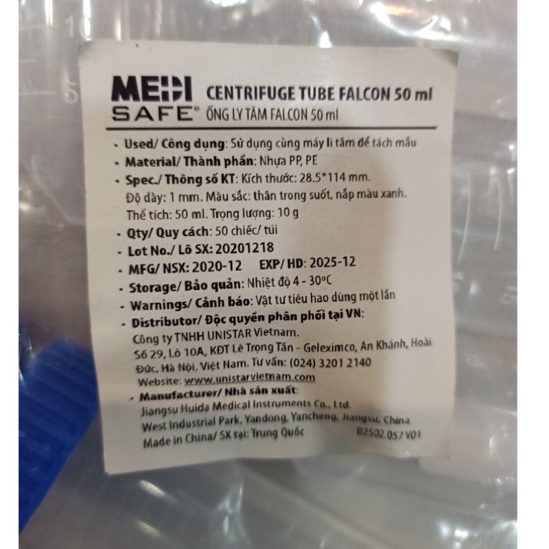 Ống ly tâm Falcon 50ml đáy nhọn