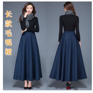 Chân váy dạ dáng dài eo thun