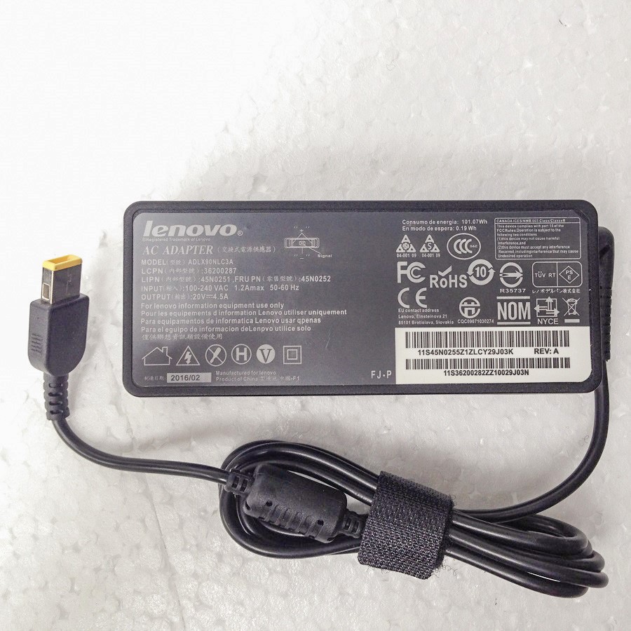 Adapter Sạc Laptop LENOVO 90W 20V 4.5A Đầu Chữ Nhật Giống USB