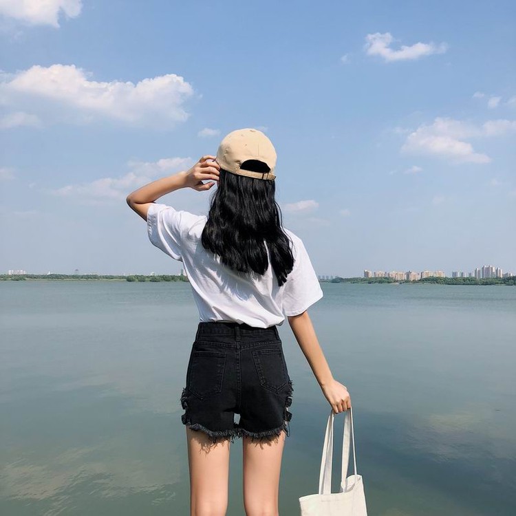 [Hàng có sẵn]Quần shorts jean nữ lưng cao Ulzzang Quảng Châu QNJ5