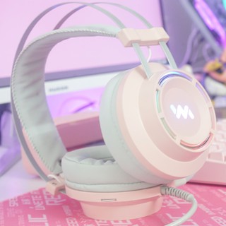 Tai nghe Gaming Wangming 9800s (có dây RGB 7.1 - Cổng USB - Màu hồng cute - BH 12 Tháng)