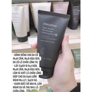 Sữa rửa mặt innisfree tro núi lửa 2x