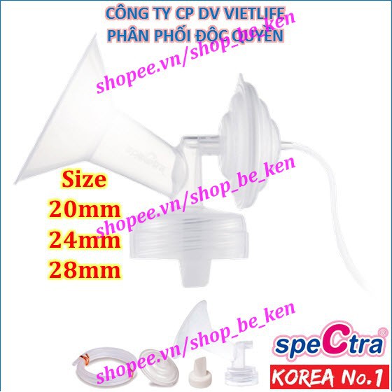 1 Bộ phụ kiện hút sữa cổ rộng Spectra (Made in Korea) S1, S2, M1, M2, Q,9S, 9P