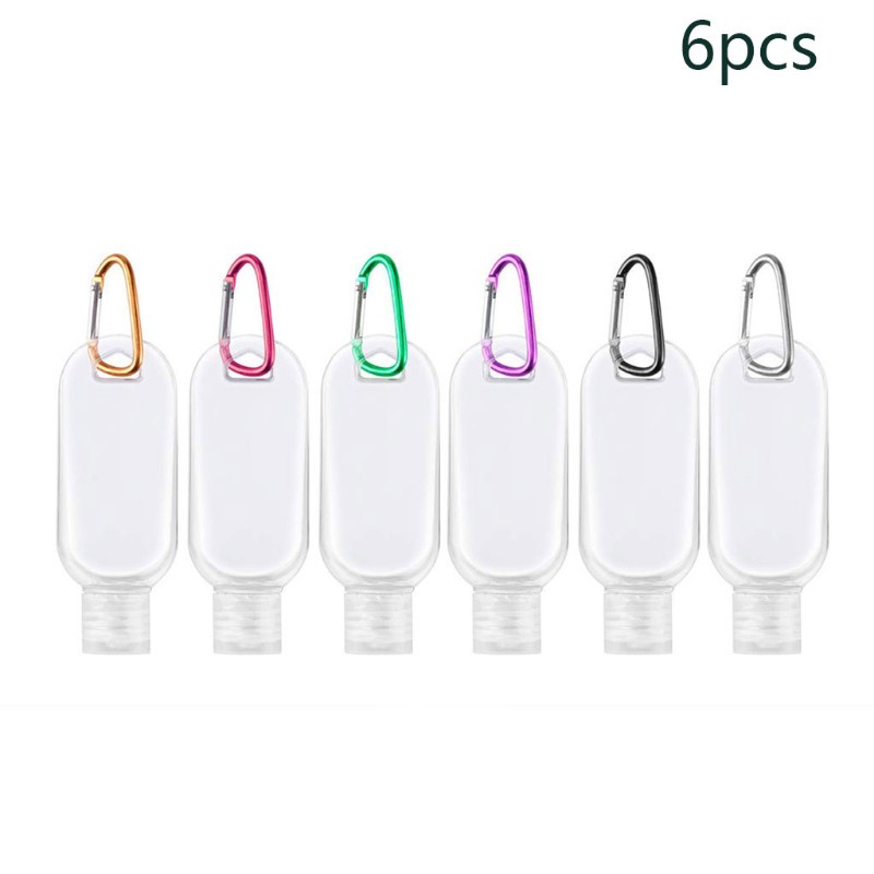 LIVI Portable Plastic Travel Empty Bottles Keychain 2oz/50ml Leakproof Refillable Hand Sanitizer Containers with Flip Cap