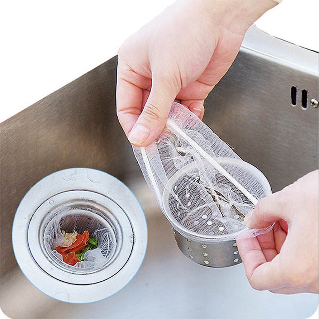 Túi Lọc Rác Bồn Rửa Chén Bát Sét 100 Chiếc Thiết Kế Lưới Siêu Dai Đầu Có Chun Co Giãn Chống Tắc Nghẽn Ống