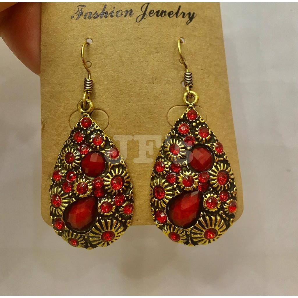 Hoa tai thả hình giọt nước chạm khắc hoạ tiết hoa hướng dương, bông tai nữ bohemian