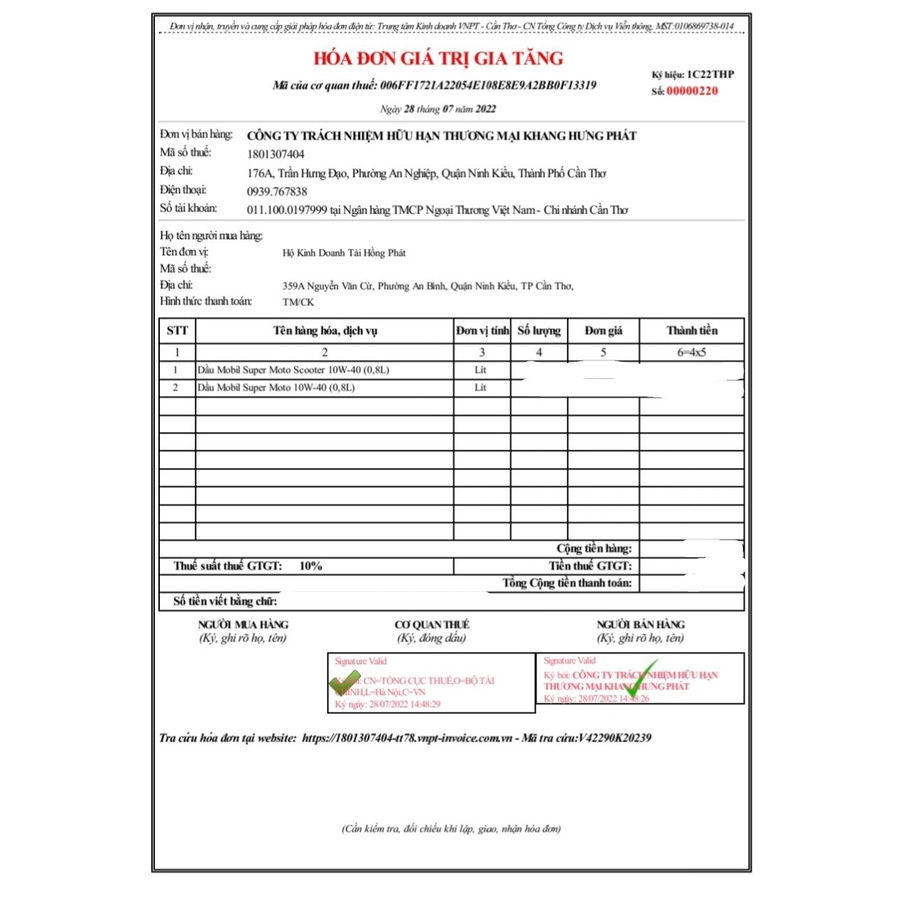 Nhớt Mobil Super Moto 10w40 0.8L, 1L