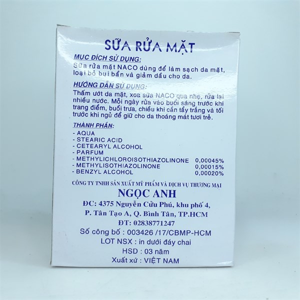 Sữa rửa mặt Naco Beauty - Wash Cleansing Milk 180ml