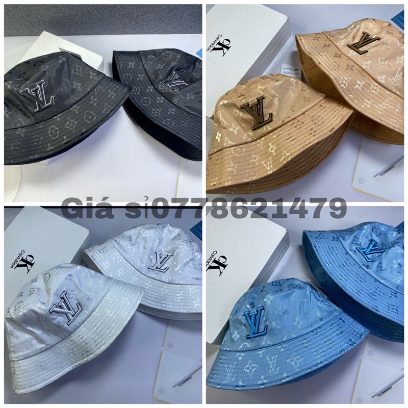 Mũ cụp bucket vải gấm thêu chữ cực chất thời trang nữ