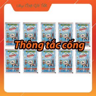 Bộ 10 gói bột thông cống xuất khẩu Hando 100Gr (Xanh) [Không dùng khi tắc bằng chất thải vô cơ]