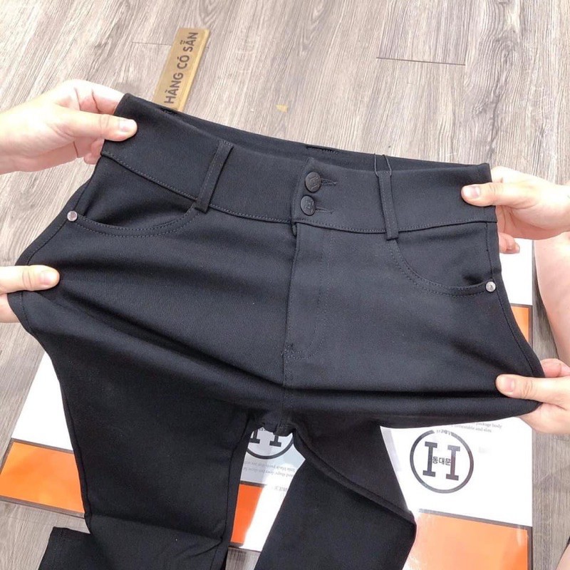 Quần legging nữ HM cao cấp nâng mông cạp cao 2 cúc siêu co giãn chất giả bò thô mềm thoáng mát | BigBuy360 - bigbuy360.vn