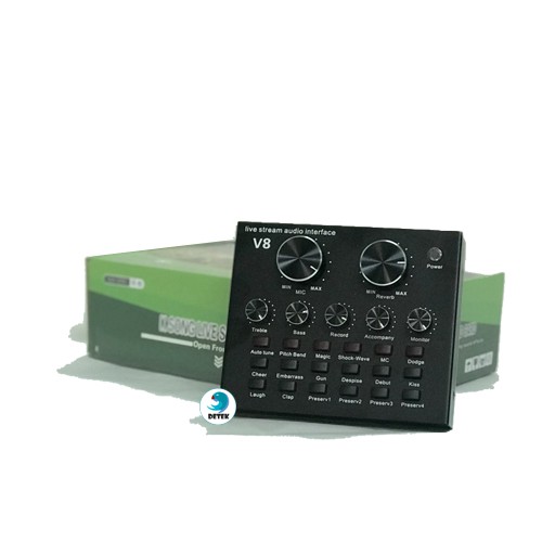 Soundcard V8 Bluetooth Autotune chuyên livestream phiên bản Tiếng Việt Tiếng Anh Bảo Hành 3 Tháng