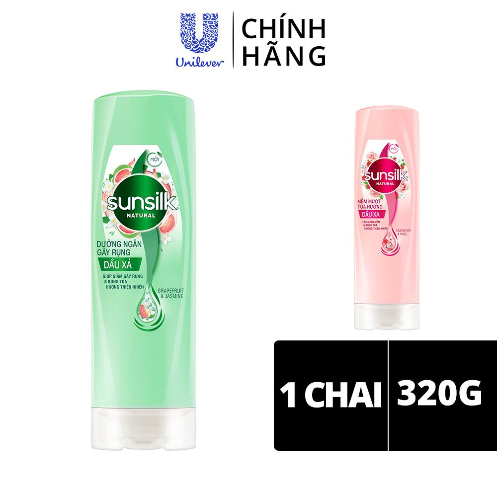 Dầu xả Sunsilk Thiên Nhiên 320gr dành cho tóc khô xơ với dưỡng chất thiên nhiên truyền thống