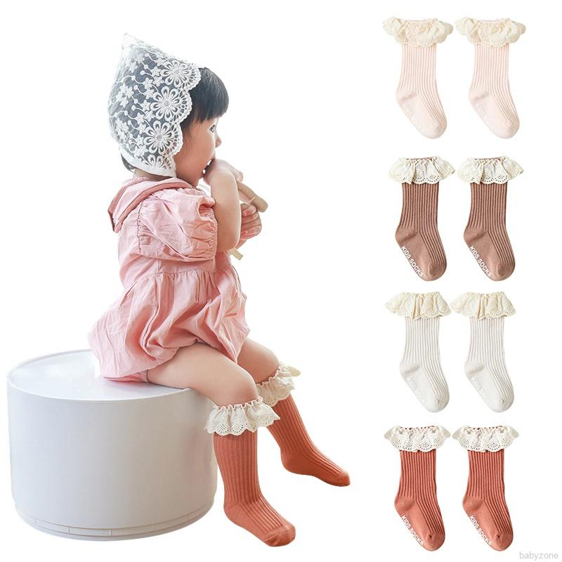 Vớ dài đến gối phối ren hoa dành cho bé gái