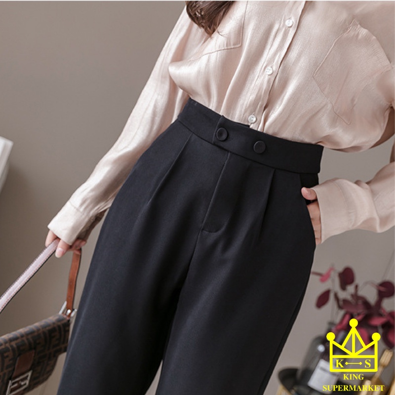 Quần baggy công sở 2 khuy bấm mã 068