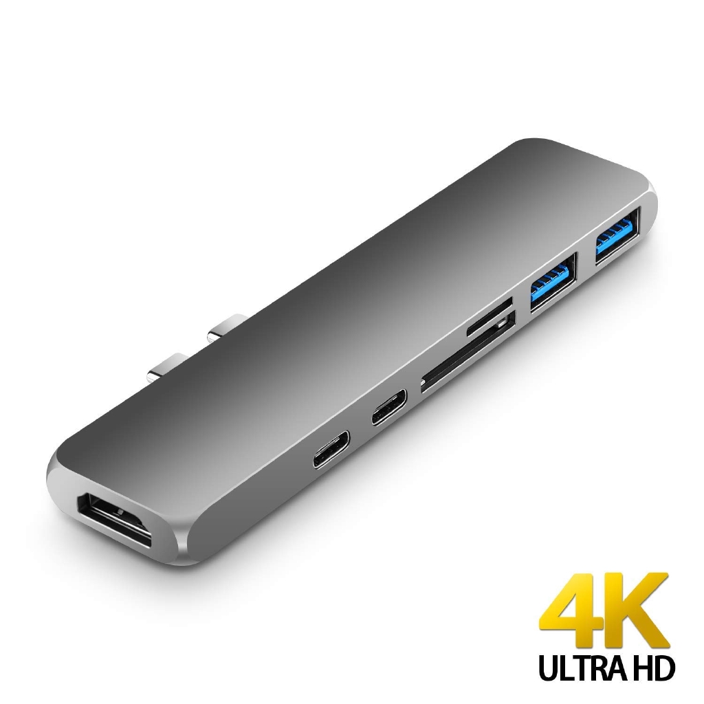 Hub Type C 7 trong 1 hai USB cho MacBook Pro có 4K HDMI USB3.0 SD/MicroSD