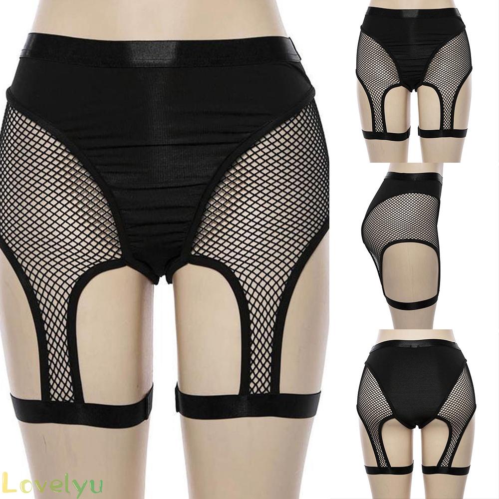 [Readystock]Women Stretch Shorts Cutout Gym Pants Lady Mesh Nightclub See Through Summer#lovelyu