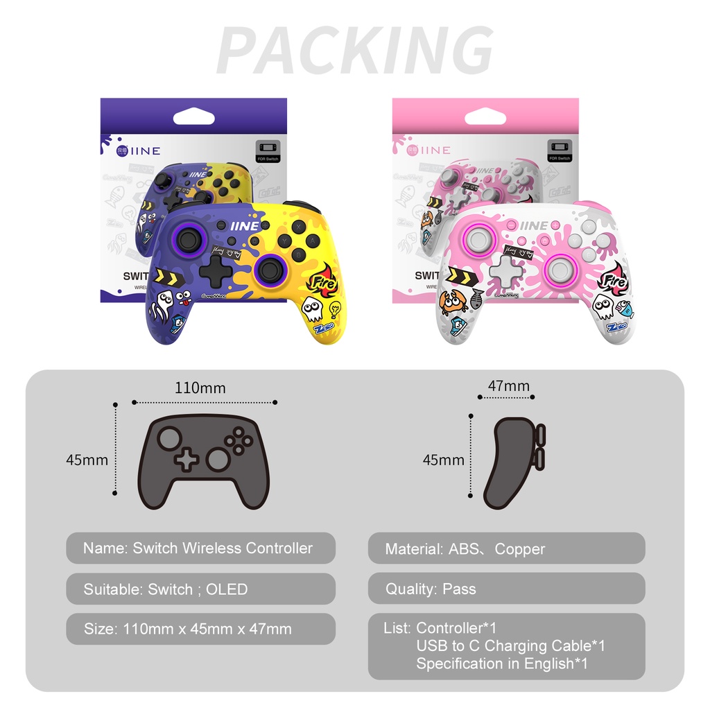 Bộ Điều Khiển Không Dây IINE Switch Splatoon3 Series Dành Cho Nintendo Switch / Lite / Switch OLED / Pro