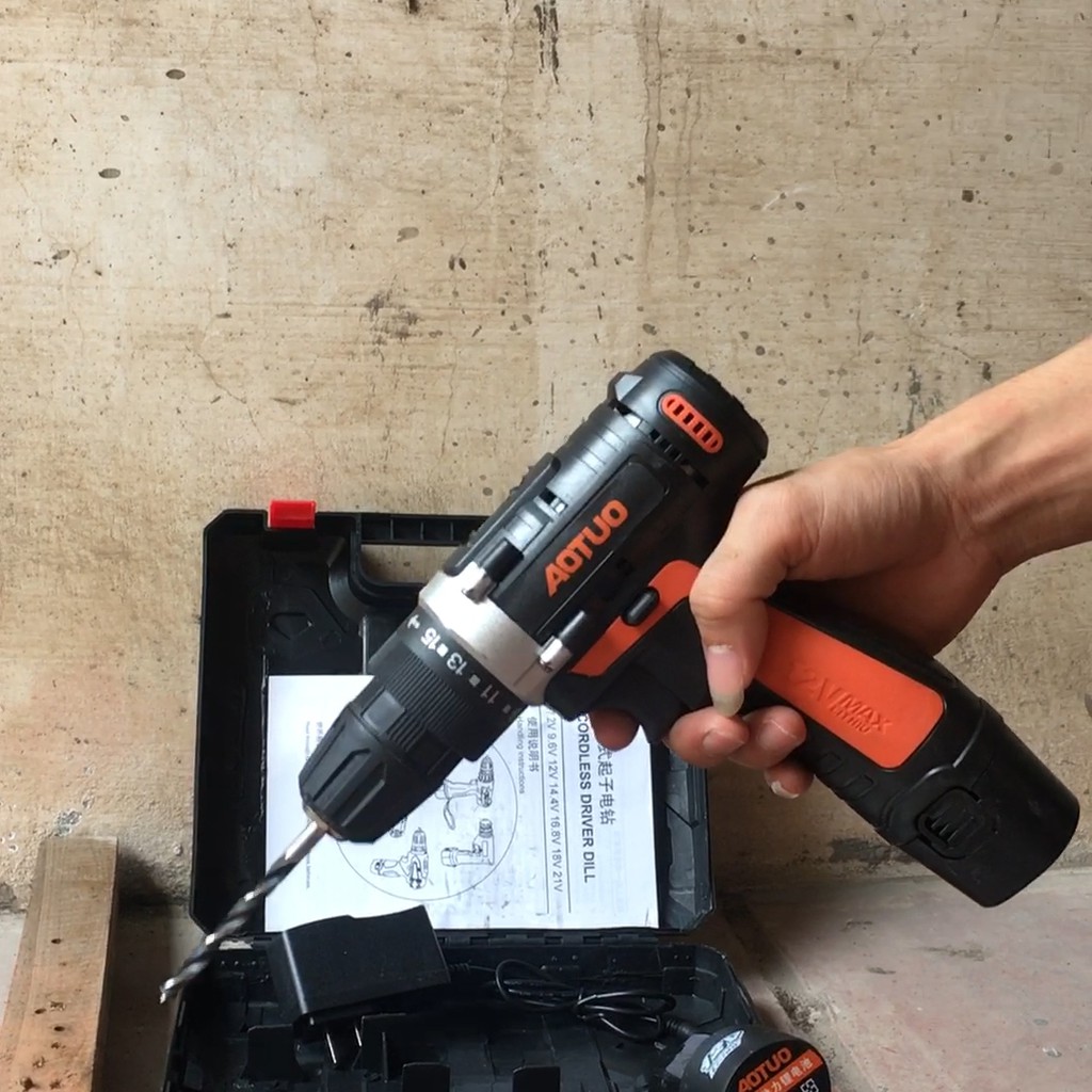 Máy khoan pin Aotuo 12v - khoan sắt - gỗ - bắt vít - máy bắt vít cầm tay - lõi đồng có đảo chiều | Shopee Việt Nam