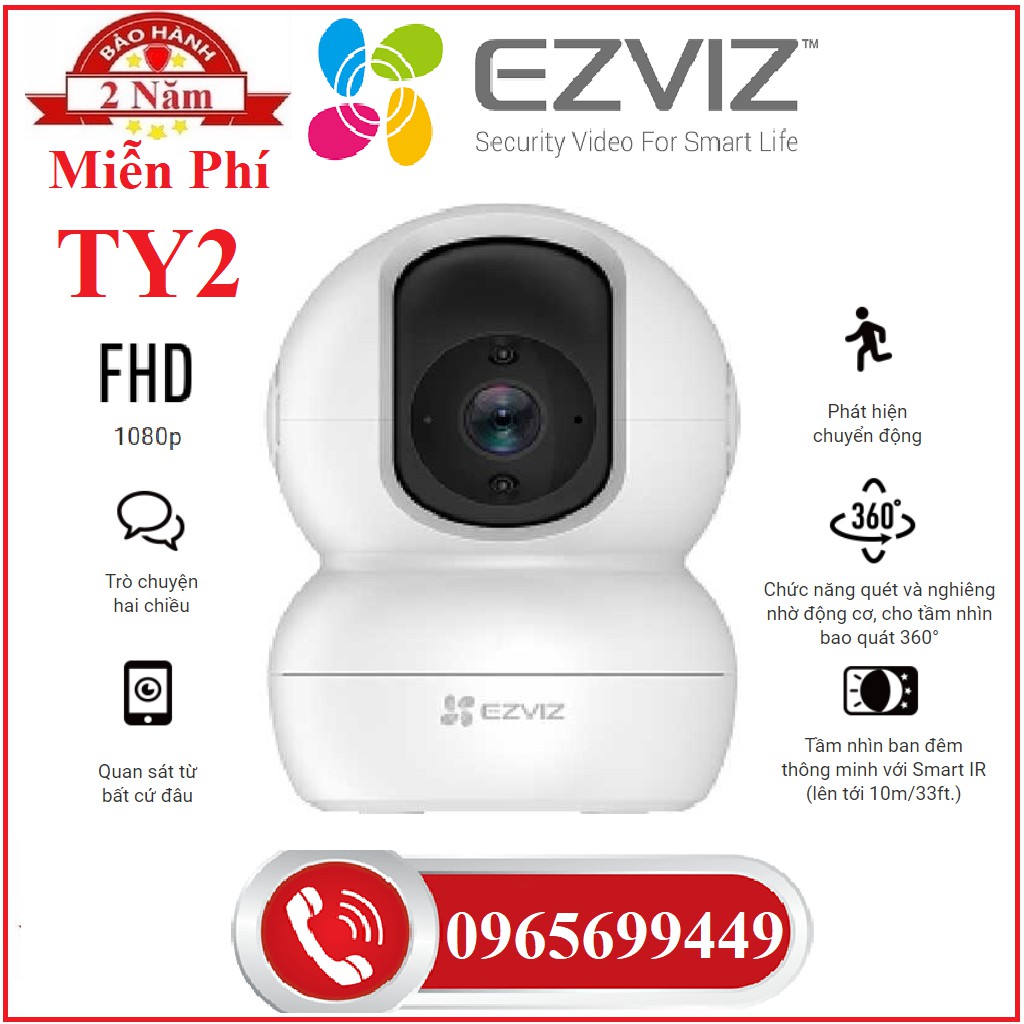 Camera Wifi Ezviz TY2 2Mp 1080p, EZVIZ C6N 2M 1080P , Ezviz C6W 4Mp Siêu Nét 2K, Ezviz C6Cn 2Mp H265 Ai-Chính Hãng