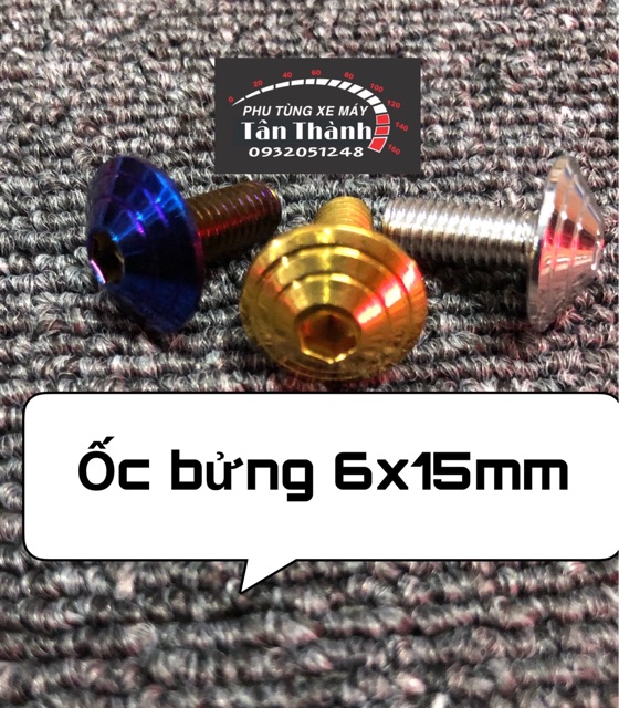 Ốc Thái bắt bửng dàn áo đầu dù 6x10mm, 6x15mm, 6x20mm