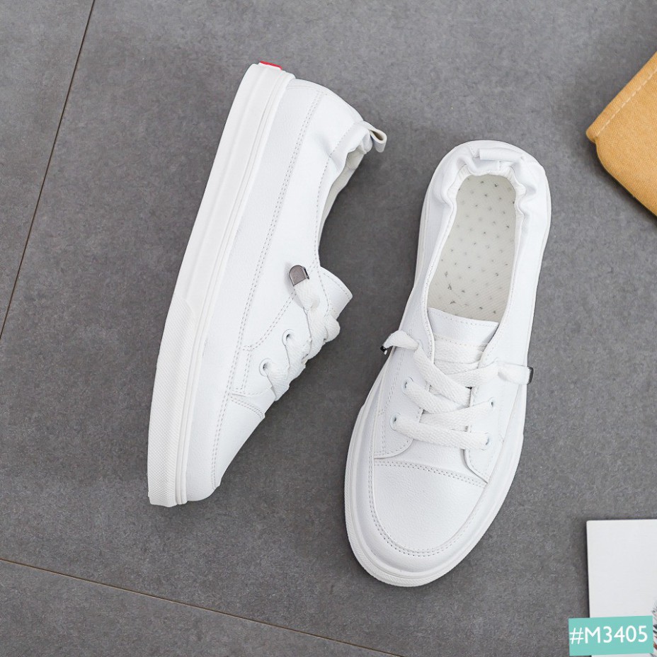 ( Hàng Đẹp ) Giày Bata Nữ Trắng Slip On MINSU M3405 Phong Cách Giày Thể Thao Sneaker Lười Nữ Hàn Quốc Tối Giản Khi Mix Đ