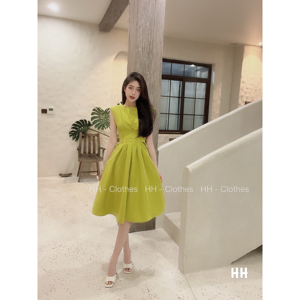 Đầm Sát Nách Sang Chảnh Váy Tiểu Thư Cổ Tròn Ben Eo Nhẹ Chân Váy Xoè Rộng Đi Tiệc Sang Trọng VD02