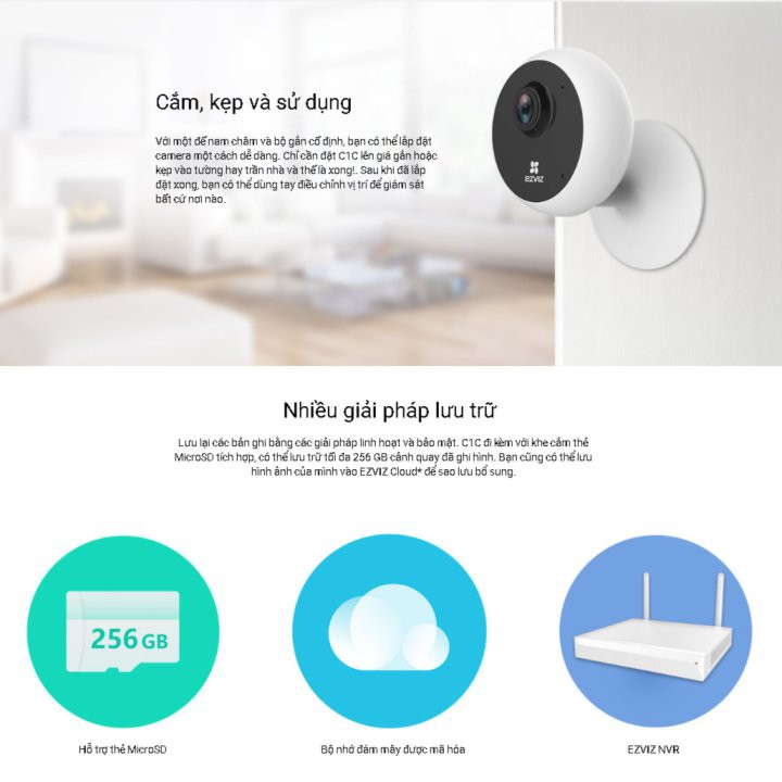 Camera IP Wifi EZVIZ C1C 1080P, C1C-B 1080P H.265 Phiên Bản 2021, C1C 720P - Chính Hãng, Bảo Hành 24 Tháng | BigBuy360 - bigbuy360.vn