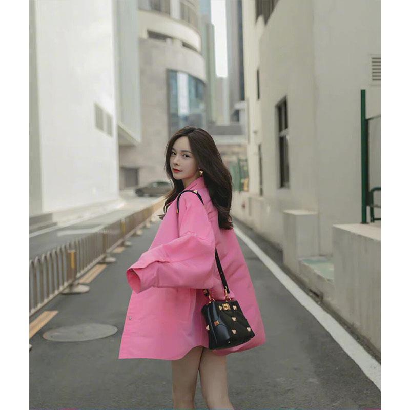 Jiashucheng Shen Mengcheng Áo Sơ Mi Tay Dài Màu Hồng Phong Cách Mùa Thu Hong Kong Cho Nữ