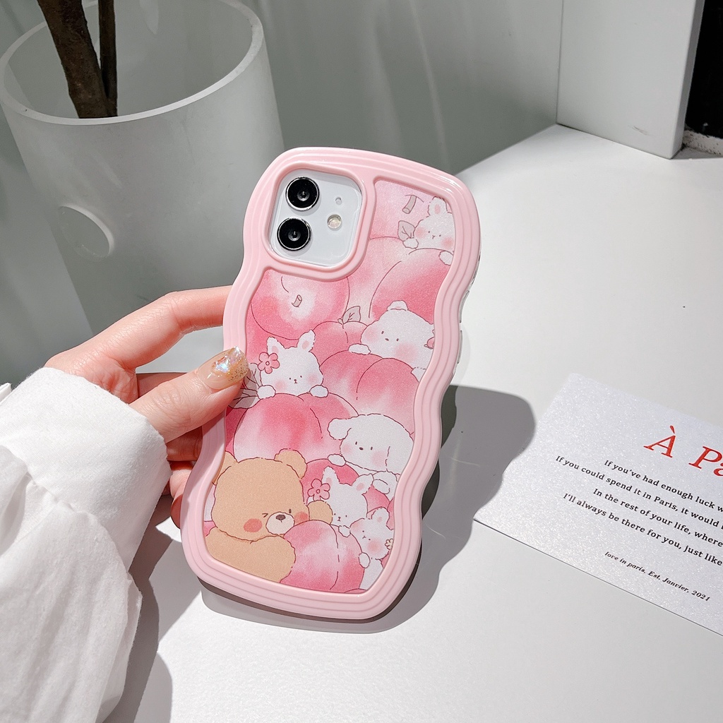 Ốp Điện Thoại Silicon Tpu Mềm Bo Viền Chống Sốc Hình Gấu 2 Trong 1 Cho iPhone 14 13 12 11 Pro Max XS XR 8 7 Plus