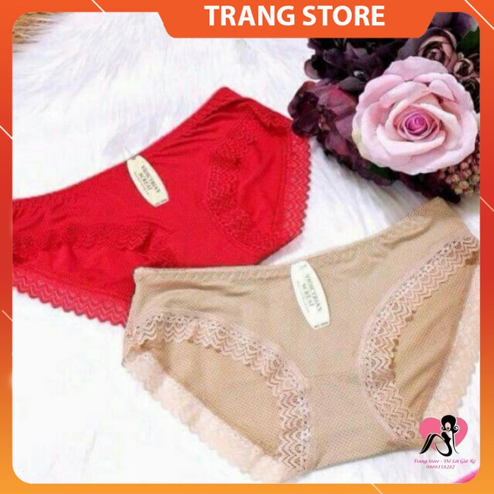 Quần Lót Nữ Có Lỗ Thông Hơi Pha Ren Victoria Chất Cotton Co Dãn Thông Thoáng Khi Sử Dụng