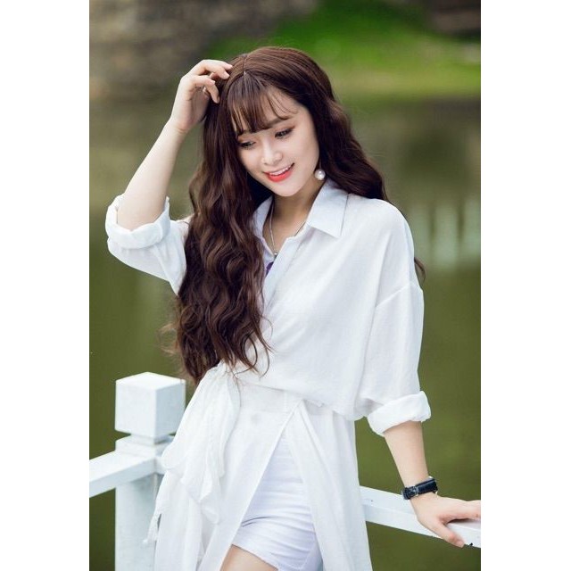 Tóc giả nữ đẹp sóng nguyên đầuFREESHIPTóc giả nguyên đầu xù dài