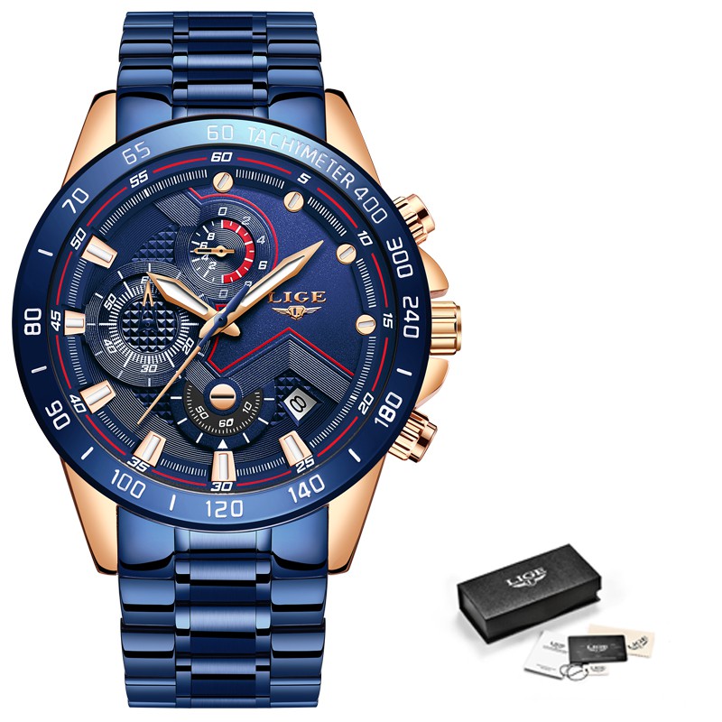 Đồng Hồ Quartz Lige Chống Thấm Nước Bằng Thép Không Gỉ Sang Trọng | BigBuy360 - bigbuy360.vn