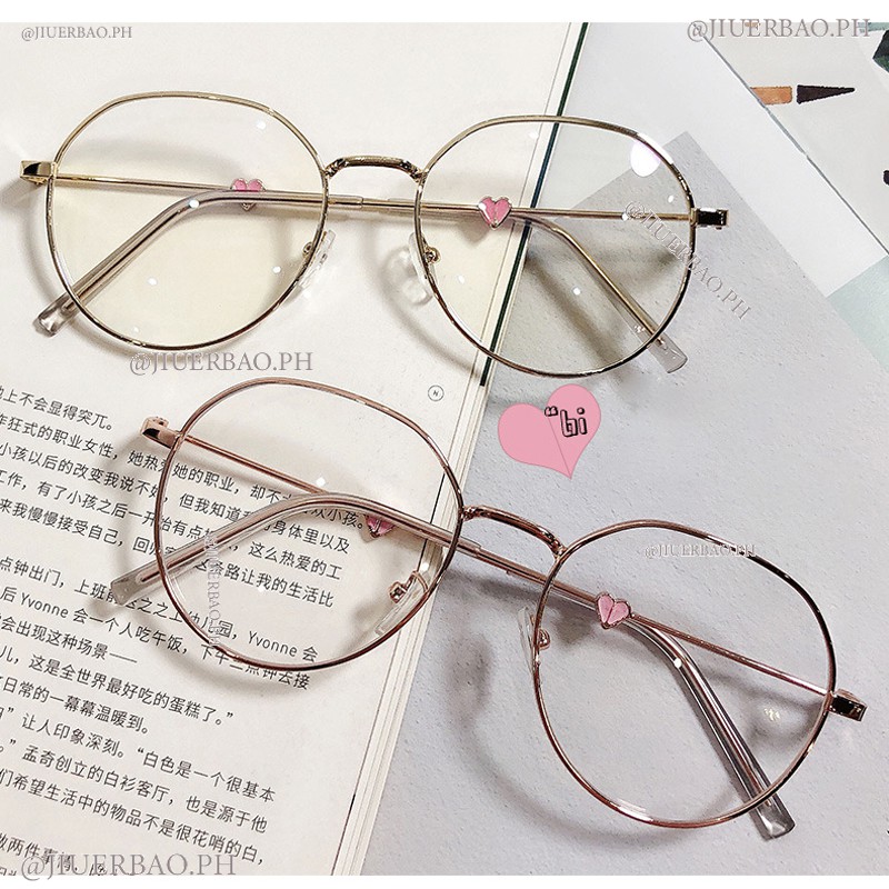 Mắt Kính Gọng Tròn Phong Cách Hàn Quốc Với Lớp 00°-400° Kính Cận Thị Gọng Kim Loại Thiết Kế Hình Trái Tim