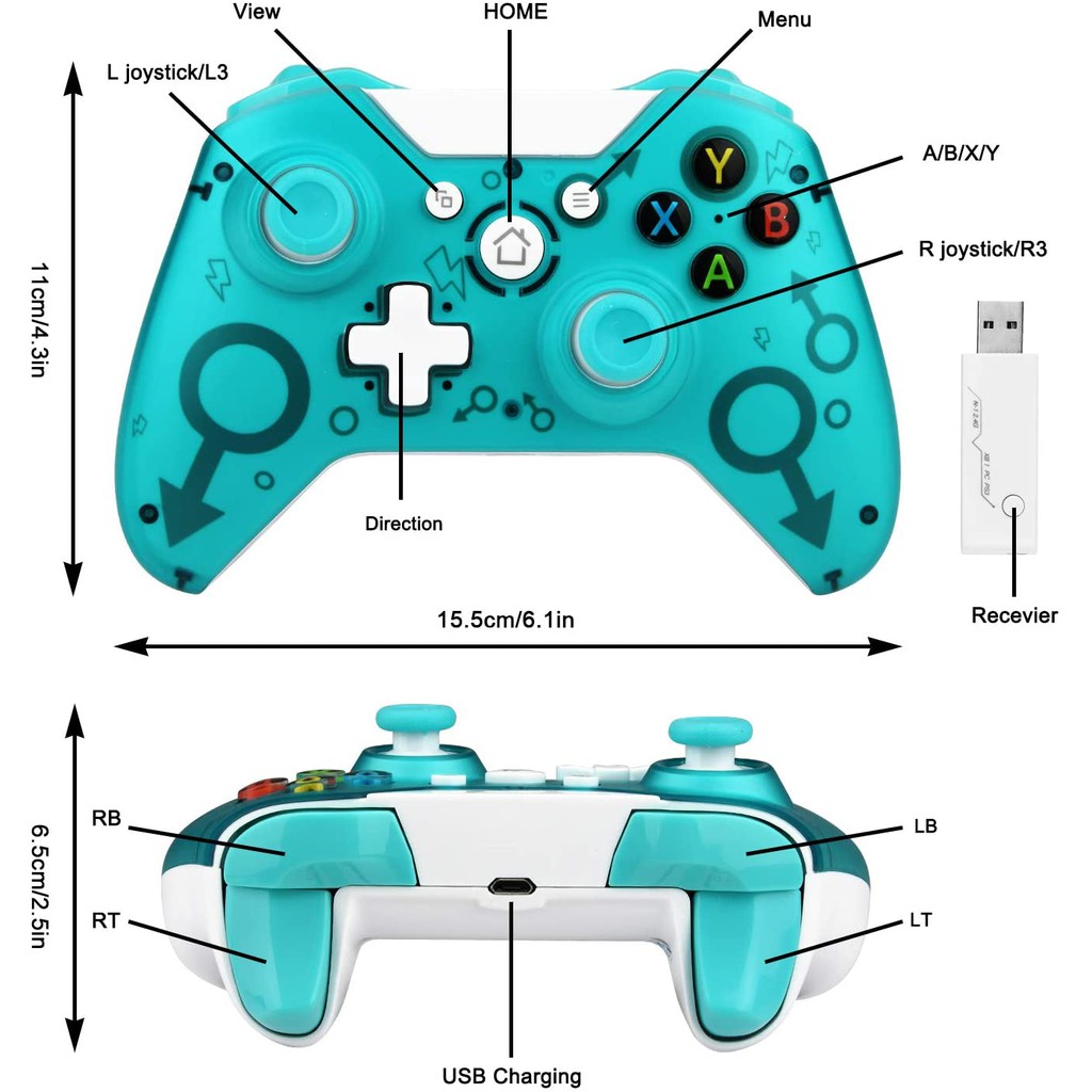 Tay cầm chơi game không dây N1 2.4GHz Wireless USB Game Controller for Xbox One PS3 PC Dual Motor