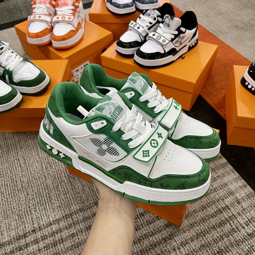 Giày thể thao/sneaker nam cổ thấp logo Louis Vuitton LV cao cấp đủ màu trắng phối đồ thời trang full box hộp bv