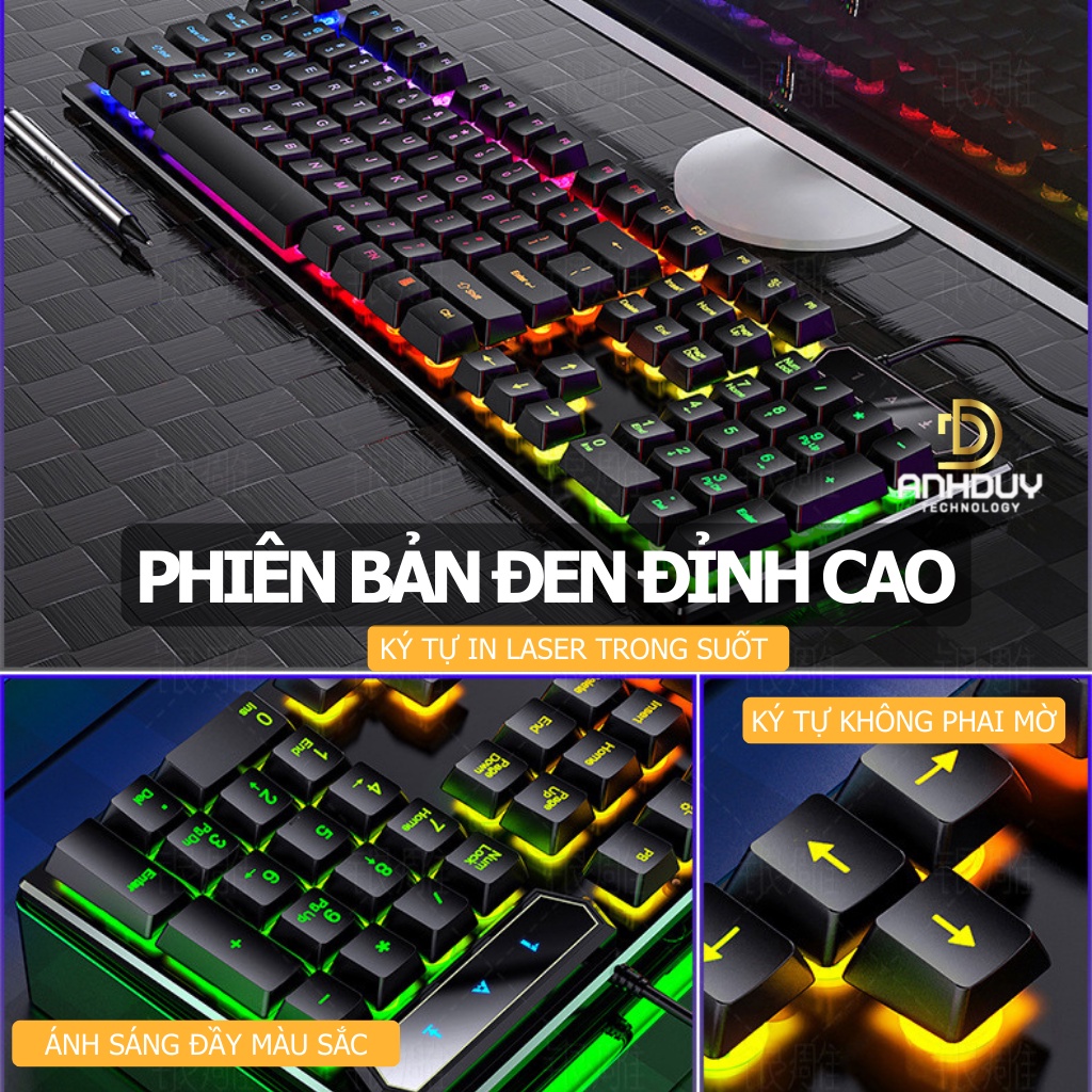 Bàn phím giả cơ gaming Yindiao V4 gõ nẩy âm thanh gõ chất lượng Led RGB xuyên phím đẹp chống thấm nước - Hàng chính hãng