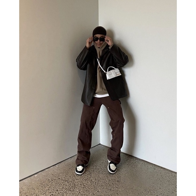 Quần Kaki Cargo Pant Double Knee Cotton Ống suông Dáng đứng Nam Nữ