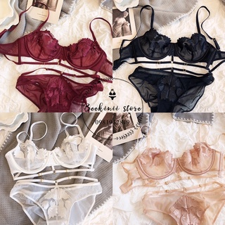 Bộ đồ lót ren không đệm - set đồ lót ren hoa sexy