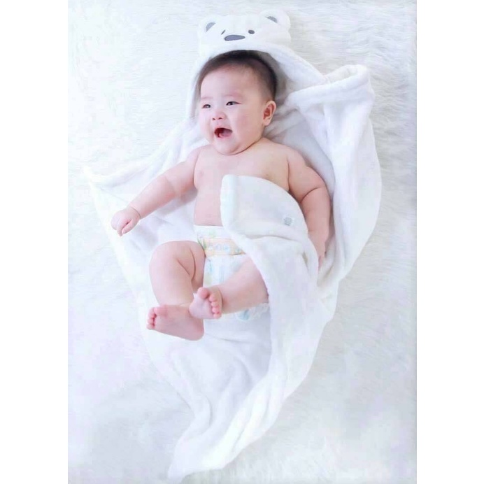 Chăn Ủ Có Mũ Minizone Hình Gấu Cho Bé Cực Đáng Yêu | Minizon Kids