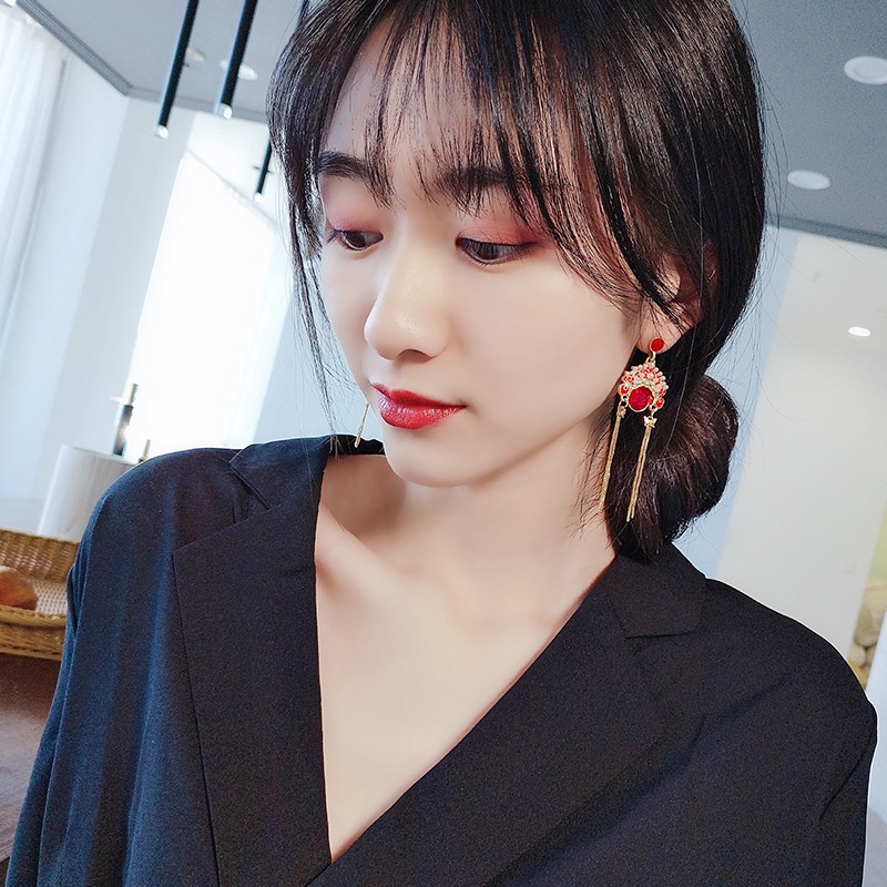 Bông Tai Hình Mặt Nạ Chúc Mừng Năm Mới Phong Cách Trung Hoa Cổ Điển 2022