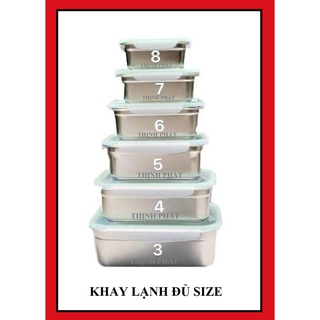 Khay inox đựng thực phẩm lưu trữ kho đông lạnh, có nắp. Dung tích từ 600ml ->5000ml
