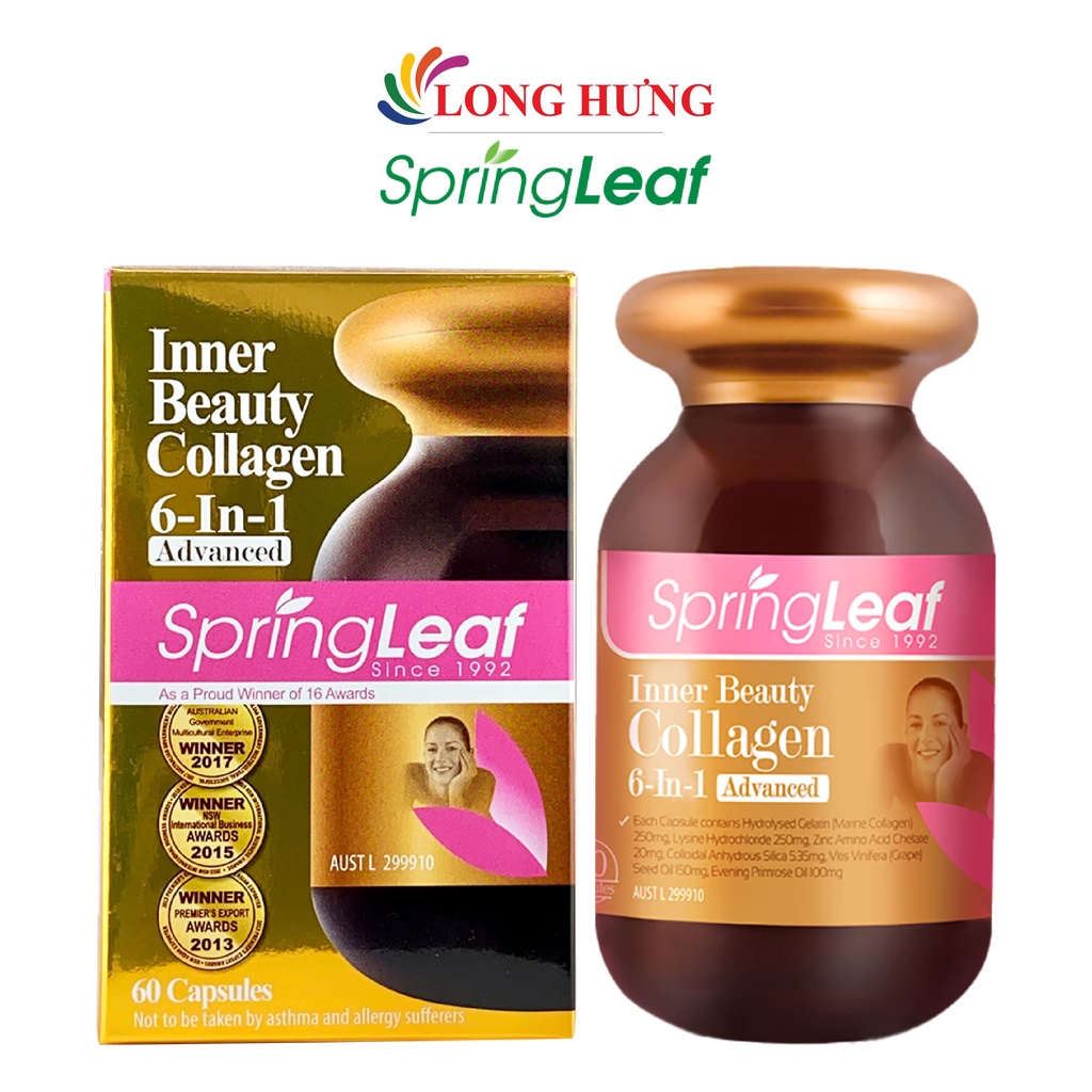 Viên uống Spring Leaf Inner Beauty Collagen 6-in-1 Advanced hỗ trợ làm đẹp (60 viên)