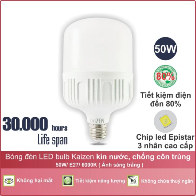 Bóng Bud Led 50W ( lấy sỉ 1 thùng 20 bóng,  giá :78.500đ/ bóng)